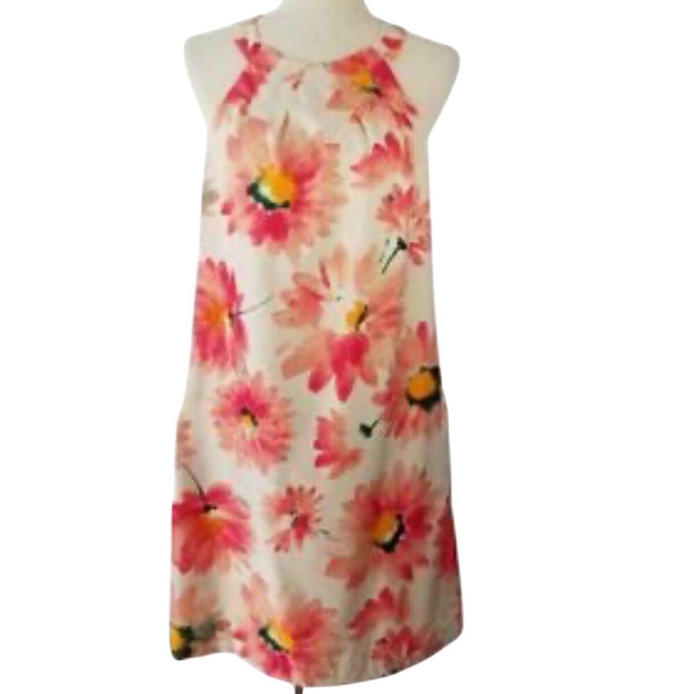 Donna Morgan Floral high neck halter colorful wedding guest mini party dress 10 - Picture 2 of 10